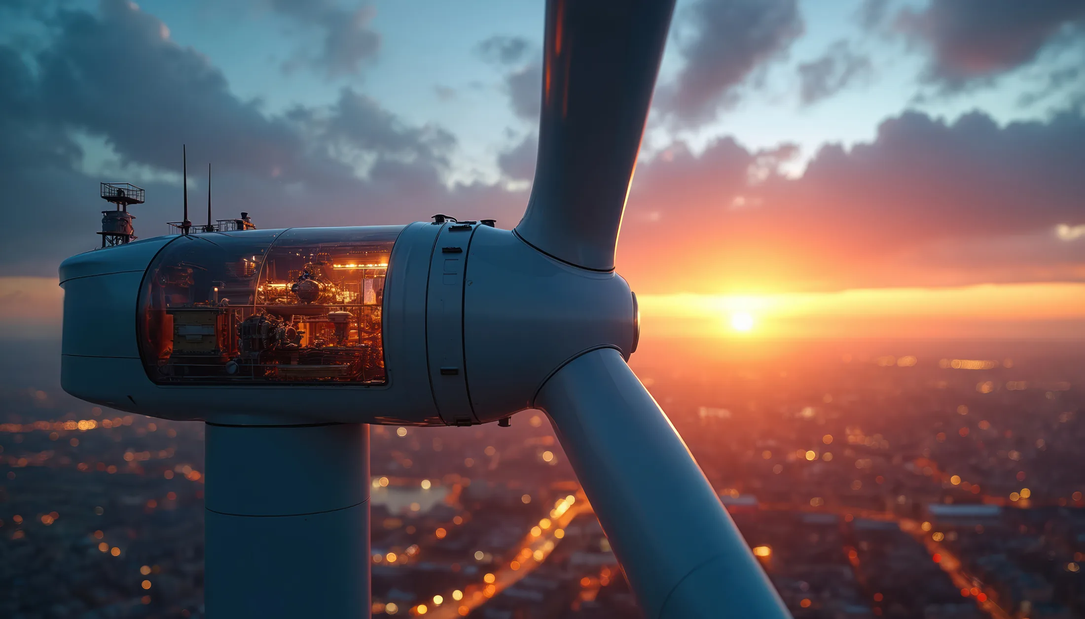 Aerial view of offshore wind farm